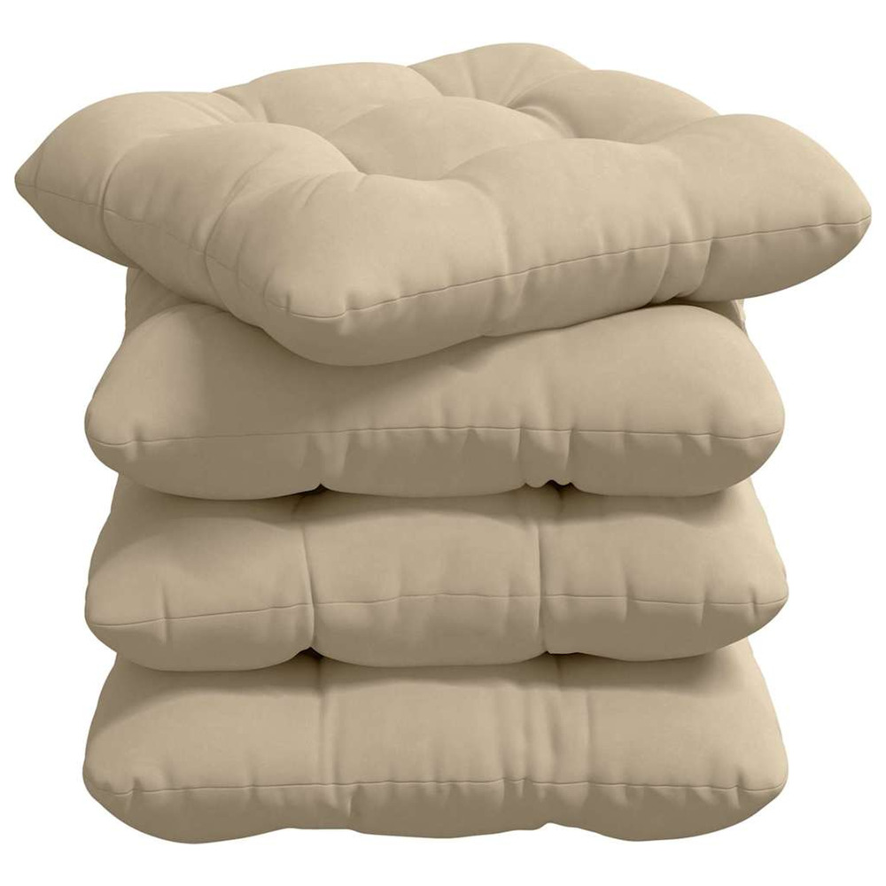 Coussins de siège 4 pcs crème 40 x 40 cm tissu en microfibre