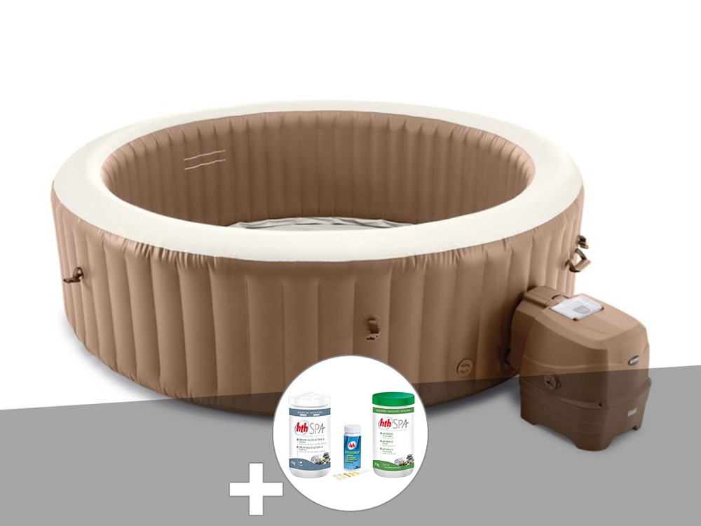 Kit spa gonflable purespa sahara rond bulles 8 places + kit de traitement au br