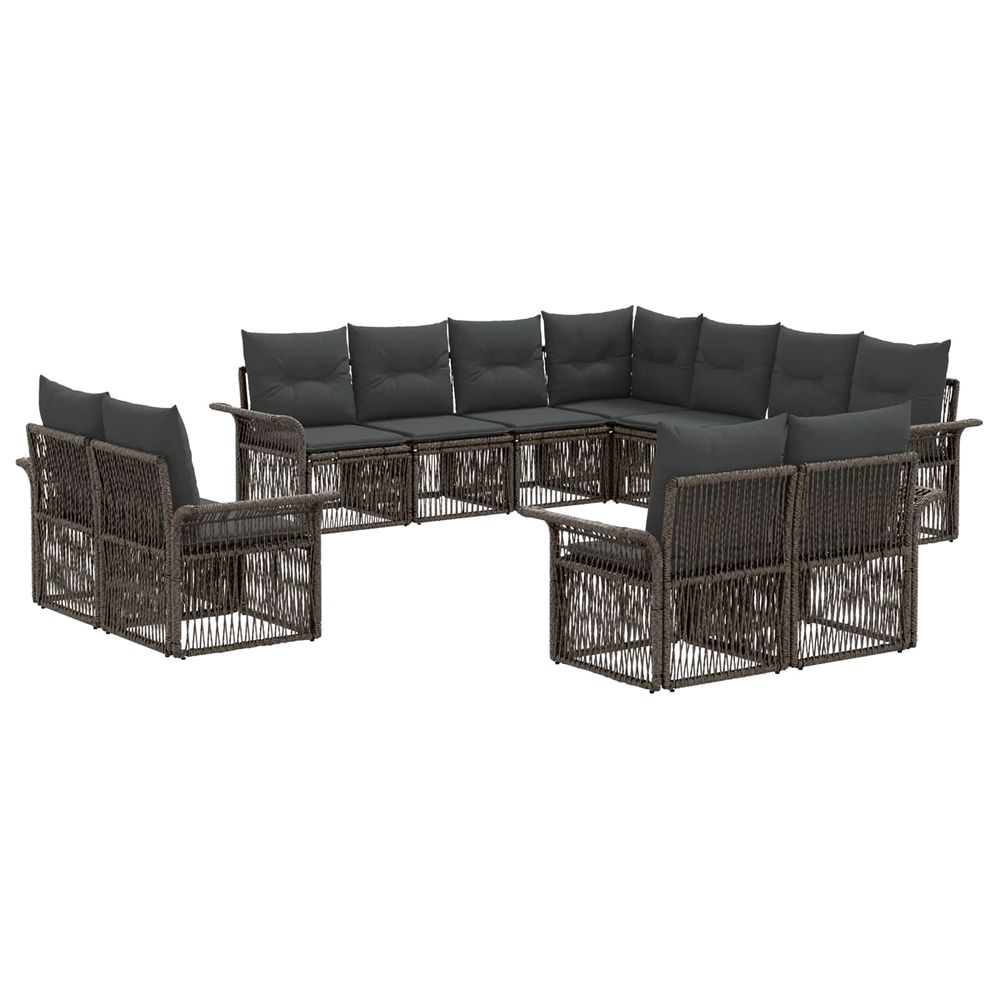 Ensemble de canapé de jardin 11 pc gris et gris foncé polyrotin
