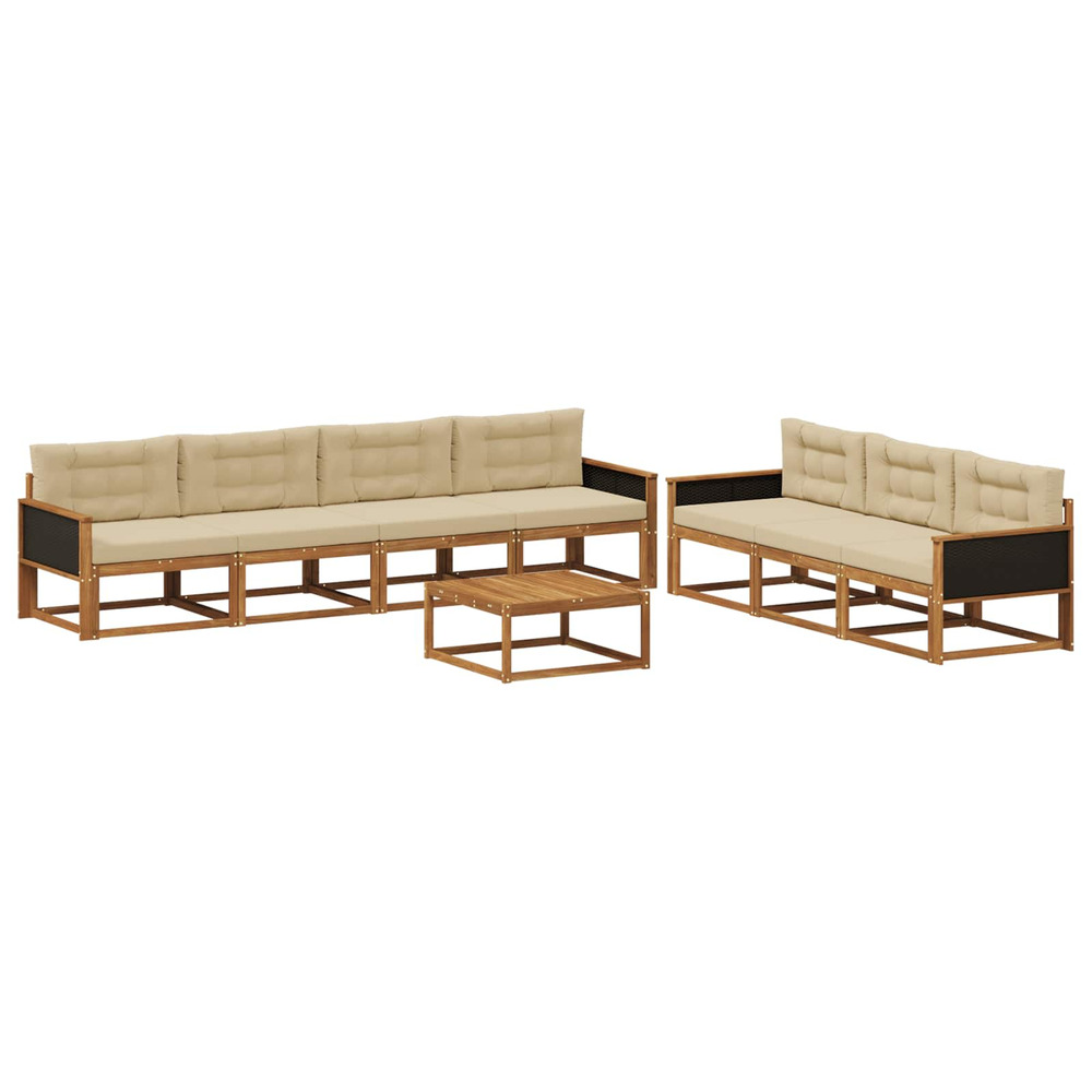 Ensemble de canapés d'extérieur 8 pcs naturel et beige