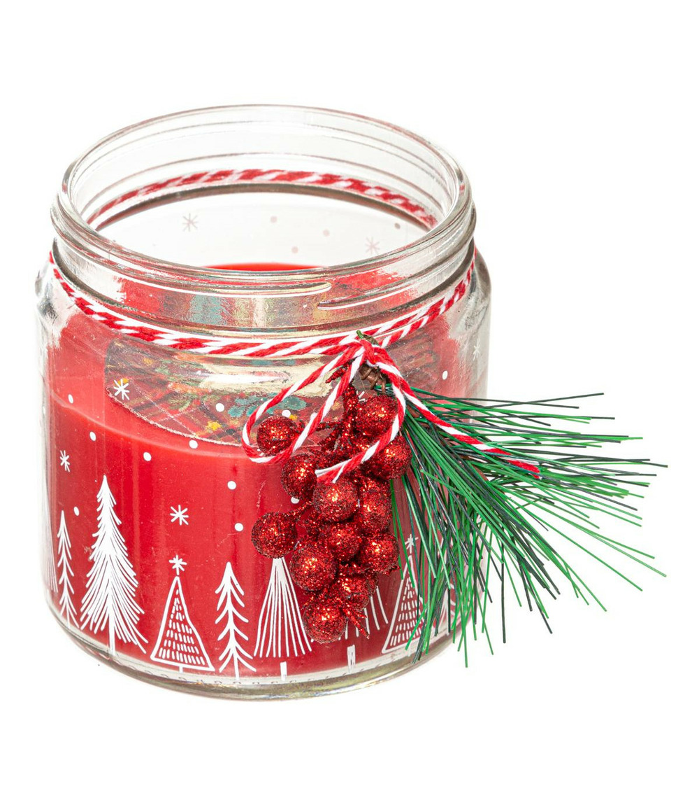 Bougie parfumée pot en verre imprimé avec déco 315 g