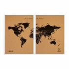 Carte du monde en liège - woody map natural world / 120 x 90 cm / noir / cadre blanc