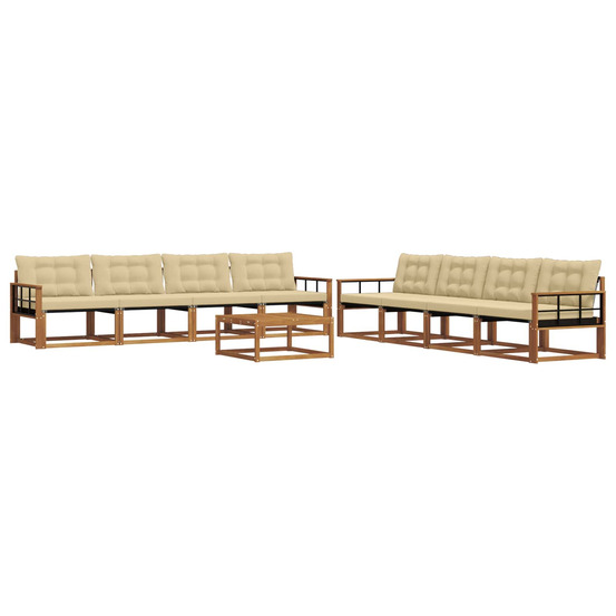 Ensemble de canapés d'extérieur 9 pcs naturel et beige