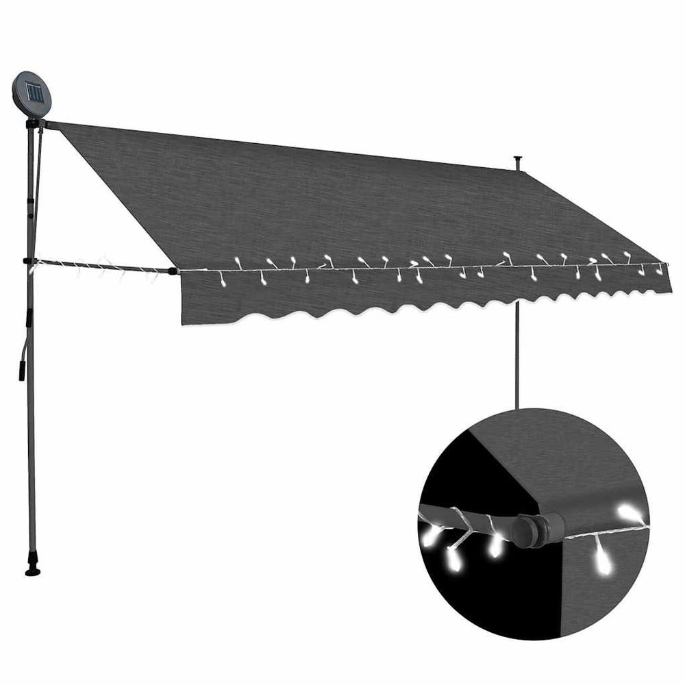 Auvent manuel rétractable avec led 400 cm anthracite