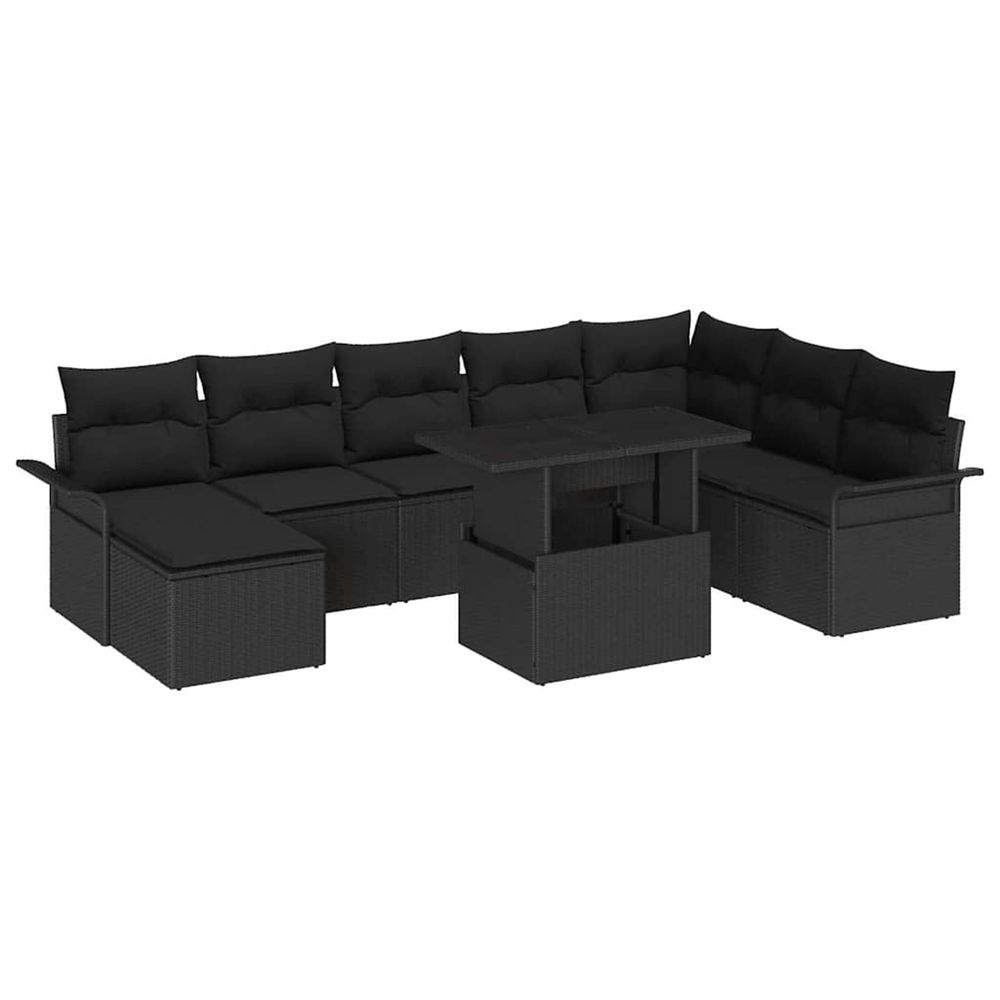 Ensemble de canapé de jardin 9 pc noir