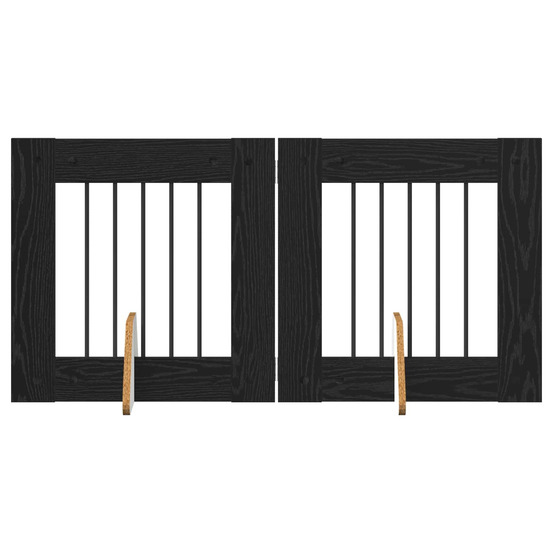Portillon pour chien avec supports 2 pcs chêne noir 60 x 60 cm