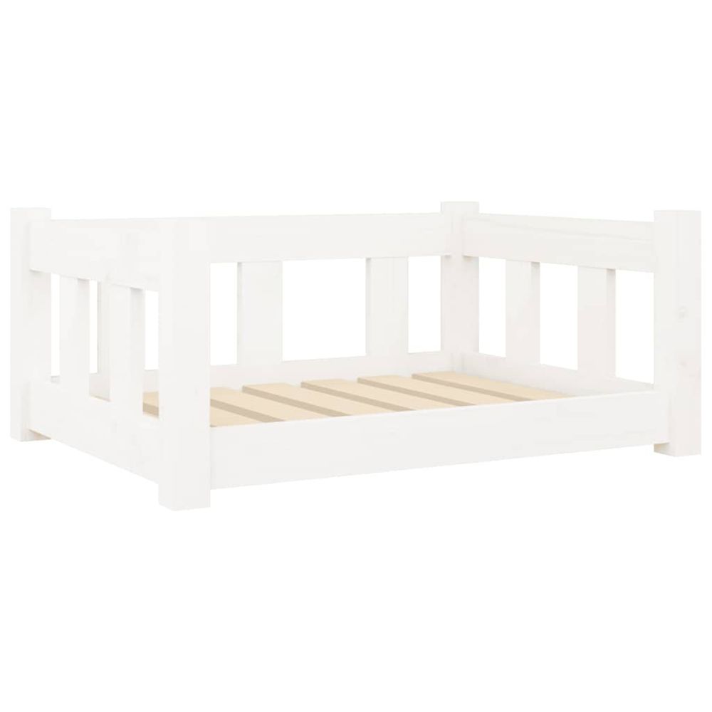 Lit pour chien blanc 65,5x50,5x28 cm bois de pin solide