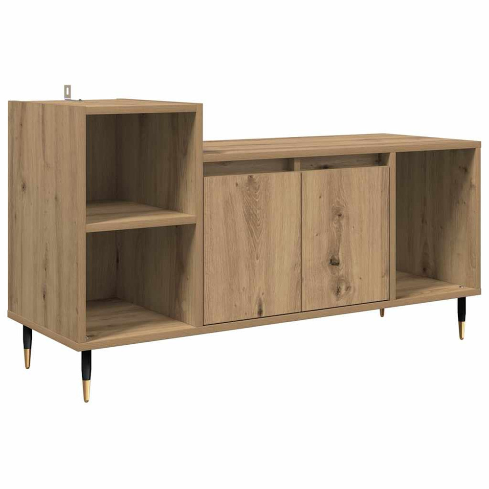 Meuble tv chêne artisanal 100 x 35 x 55 cm bois d'ingénierie