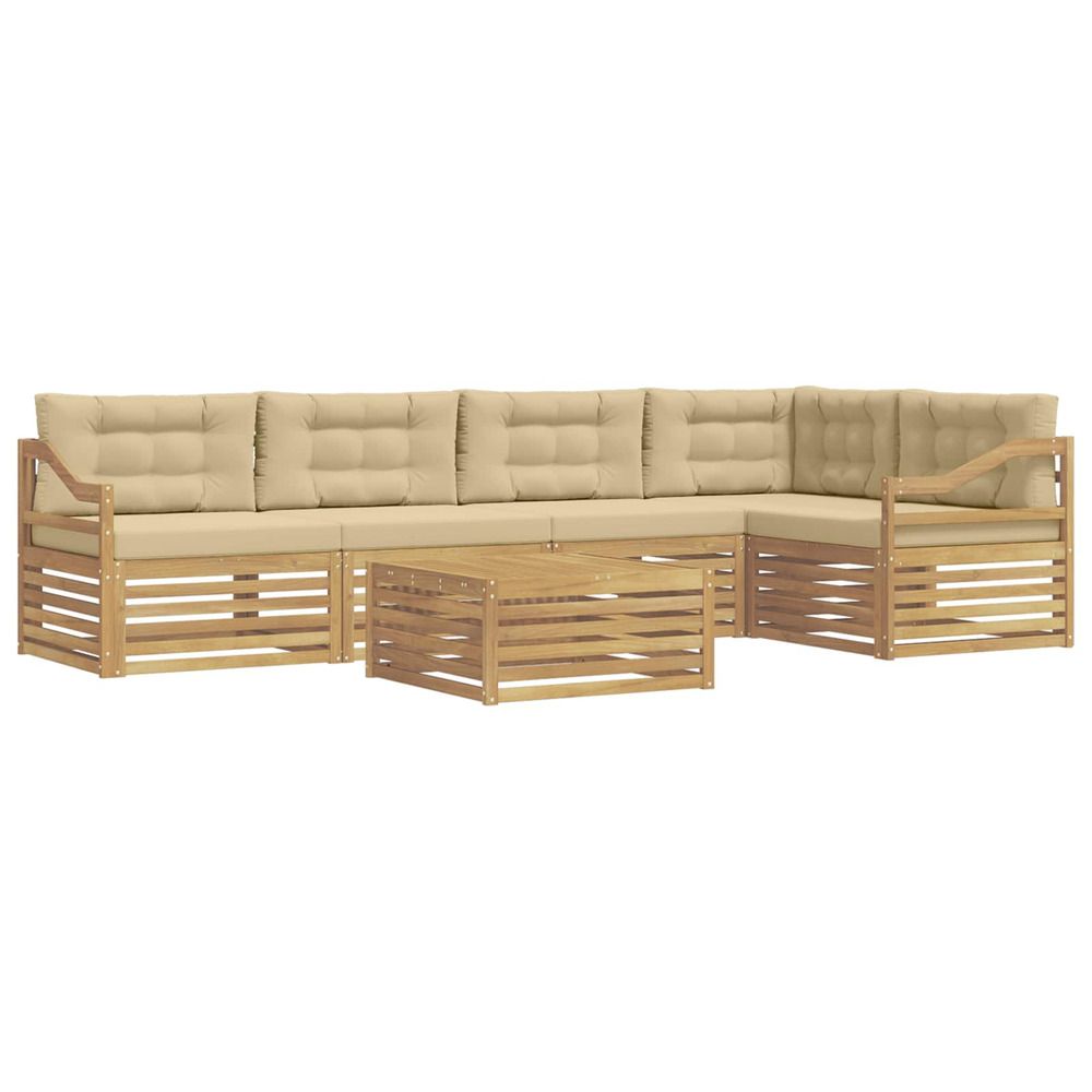 Ensemble de canapés d'extérieur 6 pc blanc et beige polyester