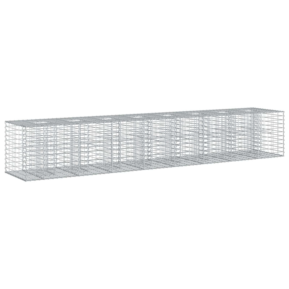 Lit surélevé gabion 2 pcs argenté 340 x 60 x 55 cm