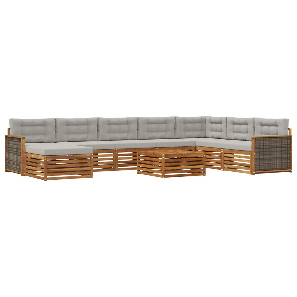 Ensemble de canapés d'extérieur 9 pc naturel et gris clair
