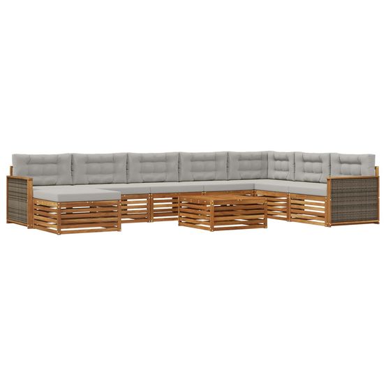 Ensemble de canapés d'extérieur 9 pc naturel et gris clair
