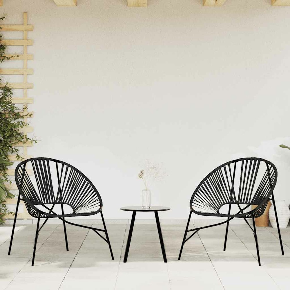 Lot de 3 chaise de jardin noir résine tressée