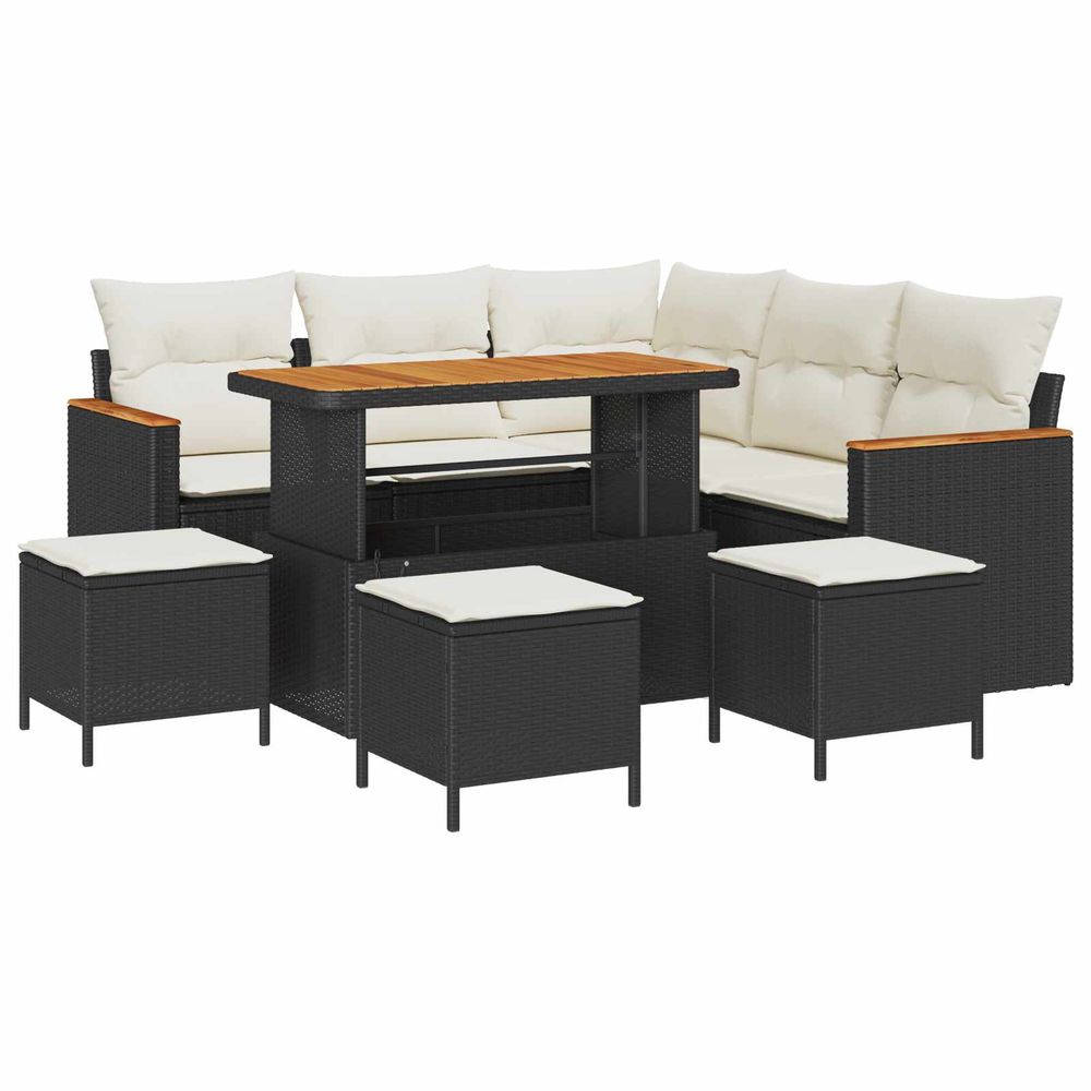 Ensemble de canapé de jardin 9 pc noir polyrotin