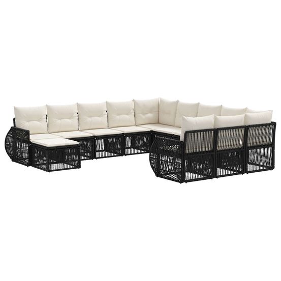 Ensemble de canapé de jardin 12 pc noir polyrotin