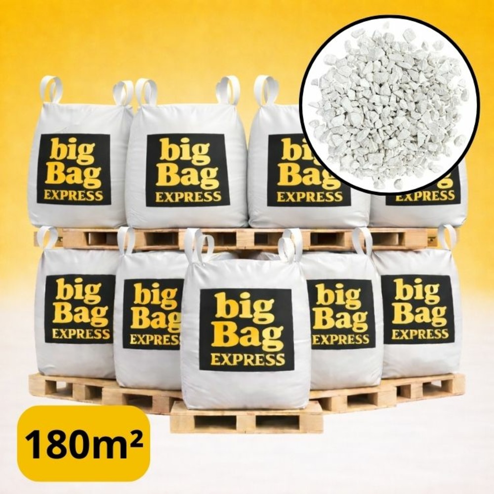 Pack 9 x big bag de +/- 1,5t ≃ 180m² gravillon calcaire super blanc ø 6/14 mm - livraison premium