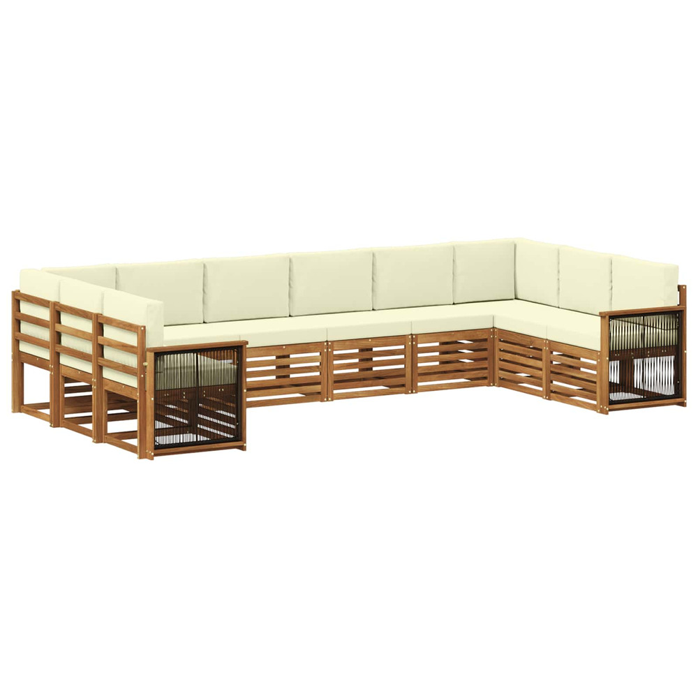 Ensemble de canapé d'angle avec coussin 7 pcs naturel et crème