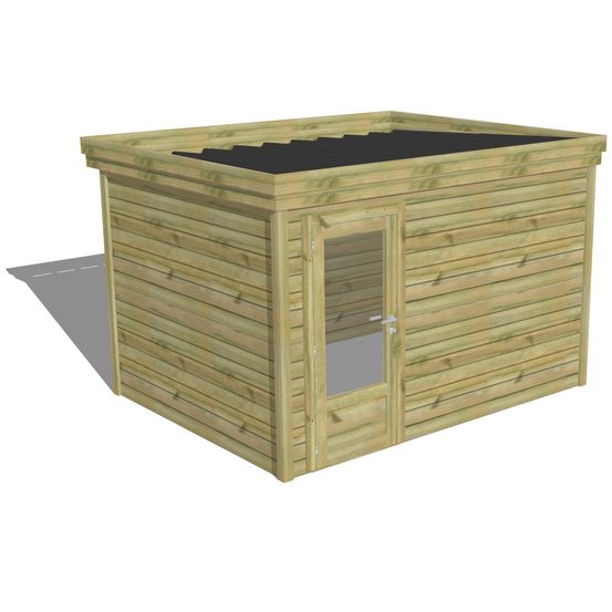 Abri de jardin bois 9 m² - pin autoclave 27 mm - 3,44 x 2,64 m - porte simple vitrée - abri français