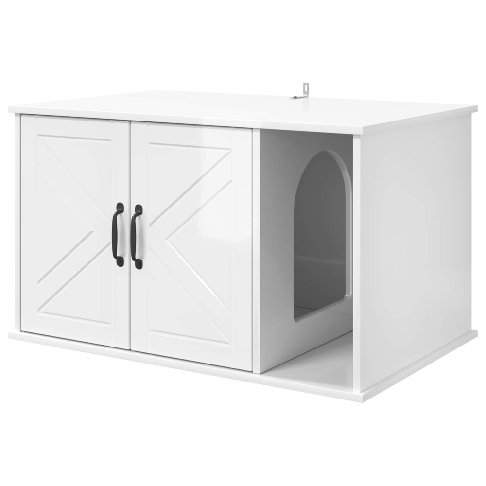 Maison pour chat blanc brillant 85 x 55 x 50 cm