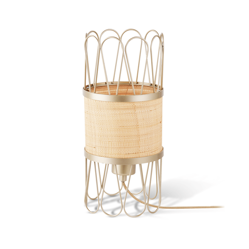 Flore-lampe à poser en rotin