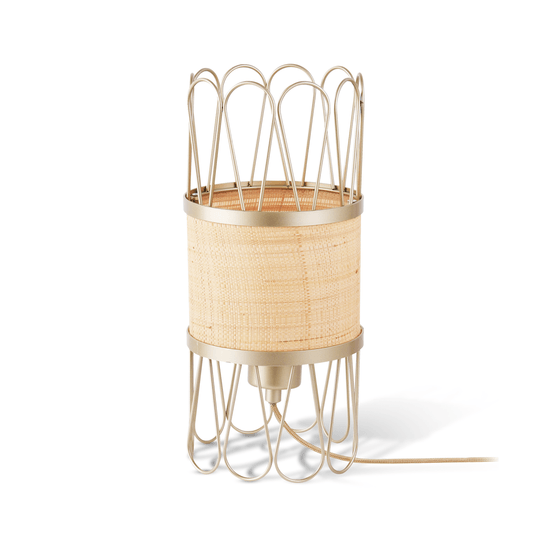 Flore-lampe à poser en rotin