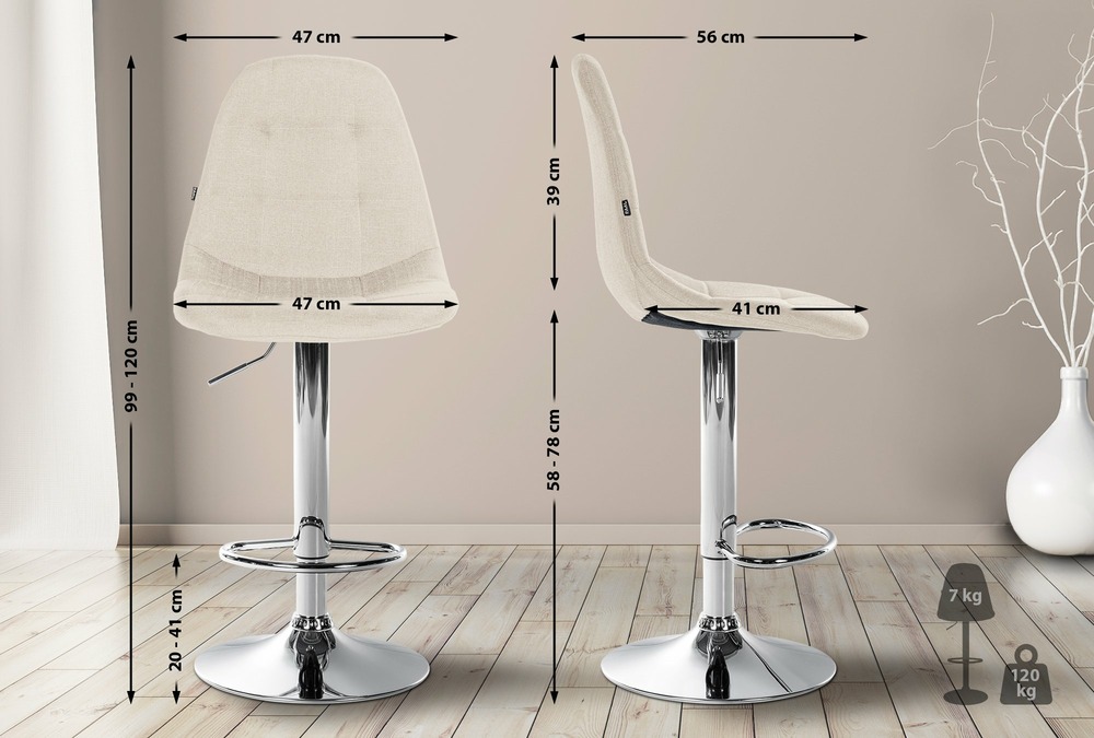 Tabouret de bar elmore tissu c