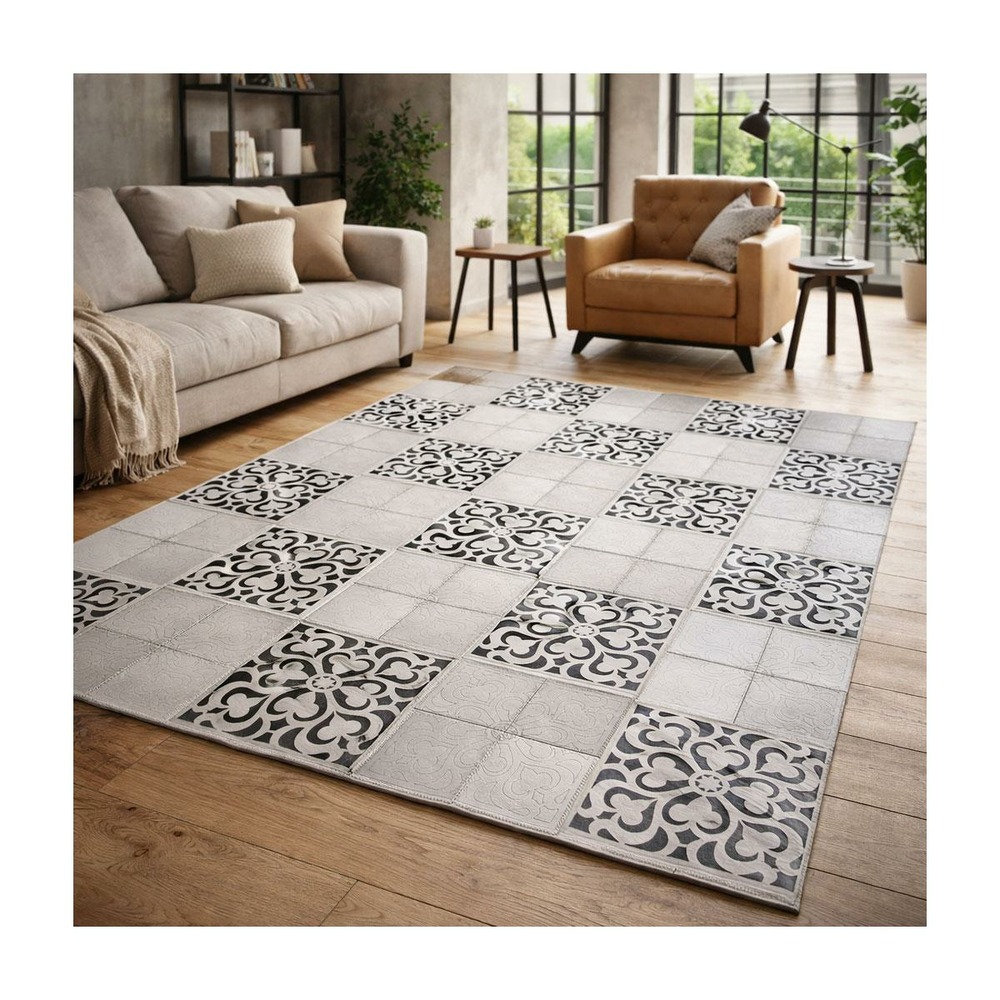 Tapis peau de vache 80x150 kilim fait main noir