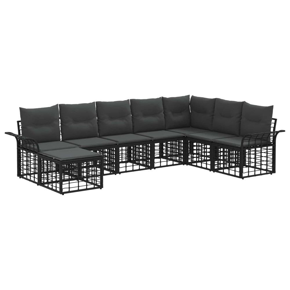 Ensemble de canapés d'extérieur 8 pc noir et gris foncé