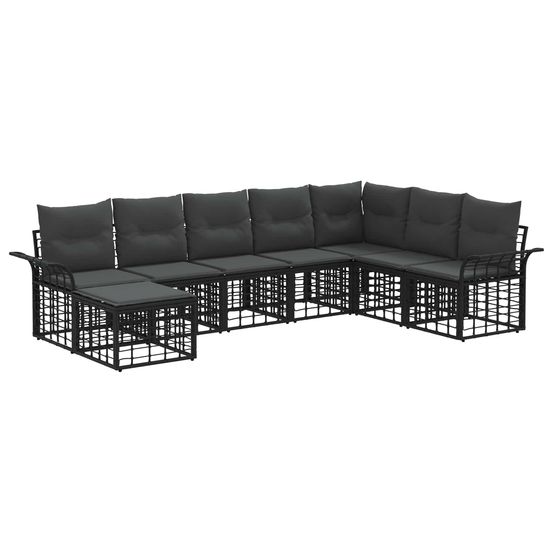 Ensemble de canapés d'extérieur 8 pc noir et gris foncé