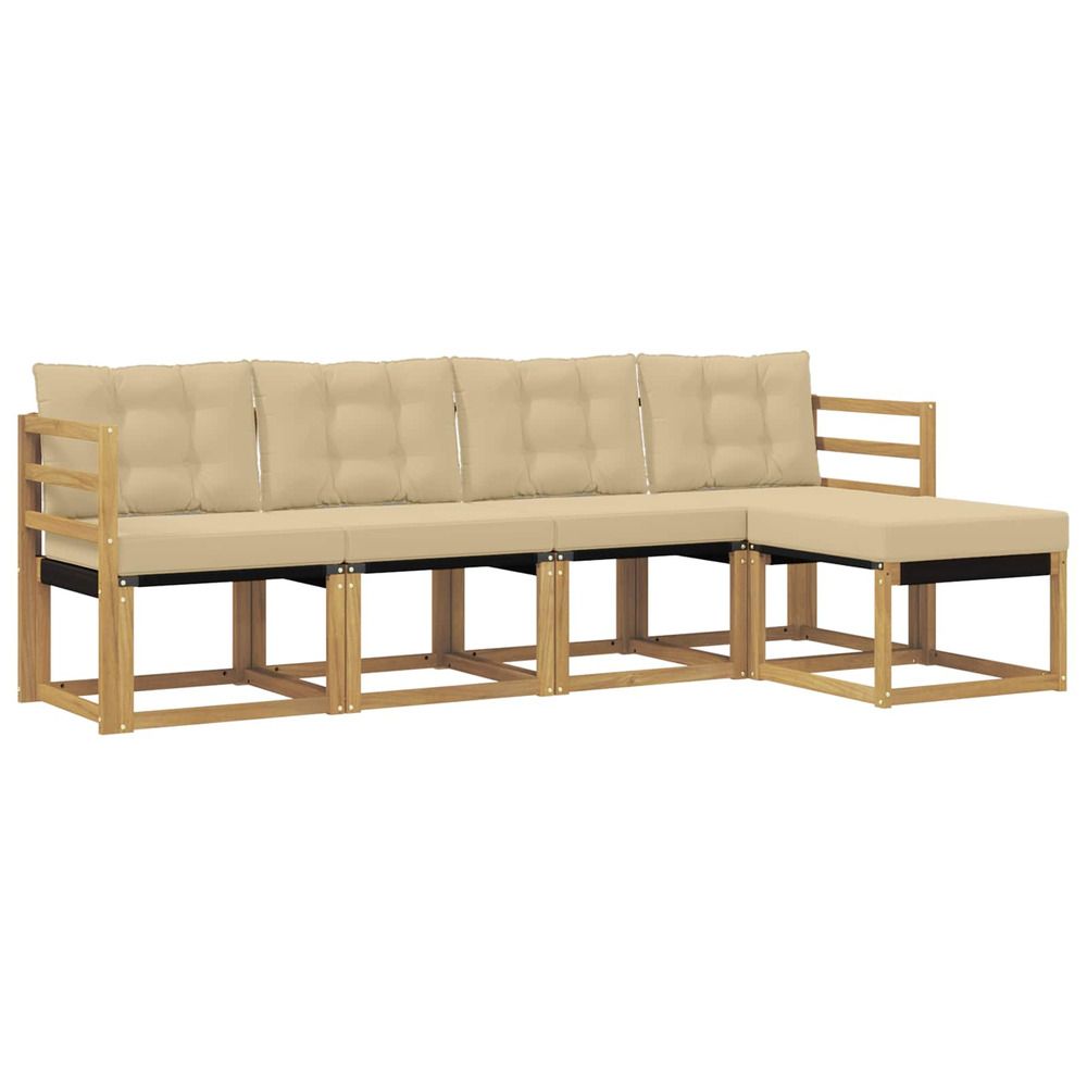 Ensemble de canapés d'extérieur 5 pc blanc et beige