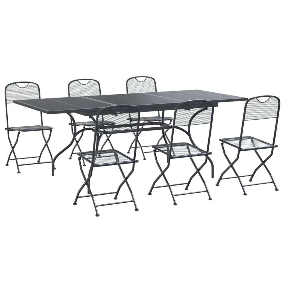 Ensemble de salle à manger pour jardin 7 pc anthracite