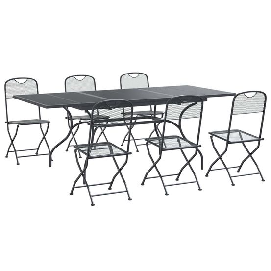 Ensemble de salle à manger pour jardin 7 pc anthracite