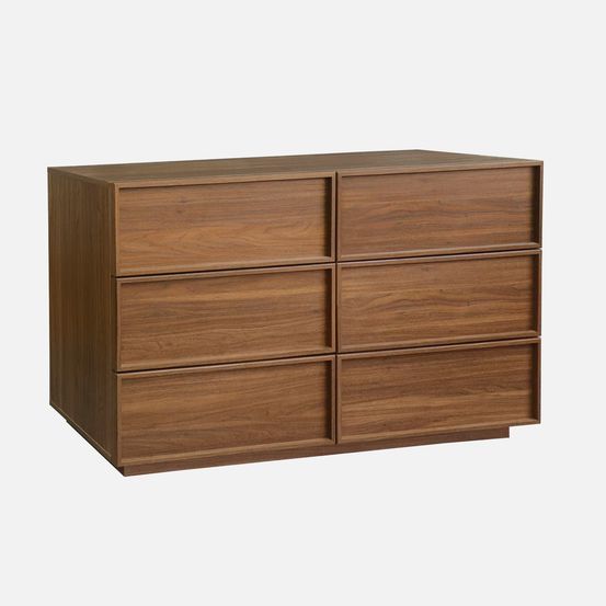 Commode de rangement décor bois 6 tiroirs l 120 x p 43 x h 75cm - kuba