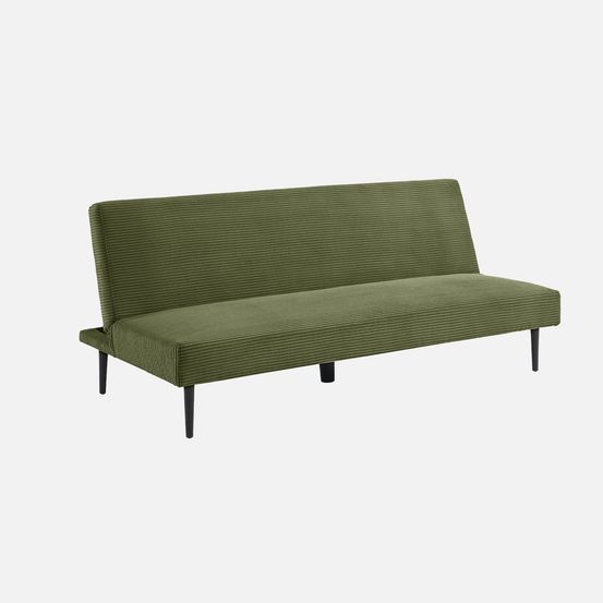 Canapé banquette convertible 3 places velours côtelé piétement métal l 180 x p 100 x h 74,5 cm - max
