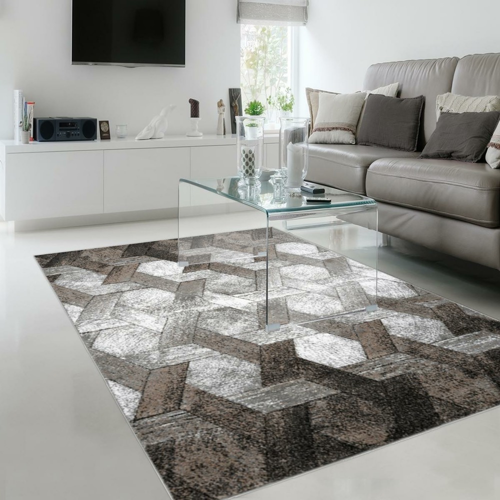 Tapis entrée 80x150 tissé beige et gris rectangle motif scandinave dondur