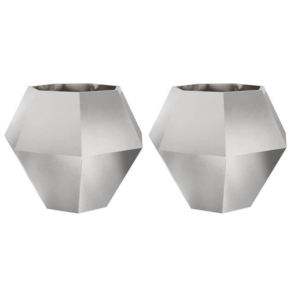 Jardinière 2 pc argenté 100 x 100 x 80 cm acier inoxydable