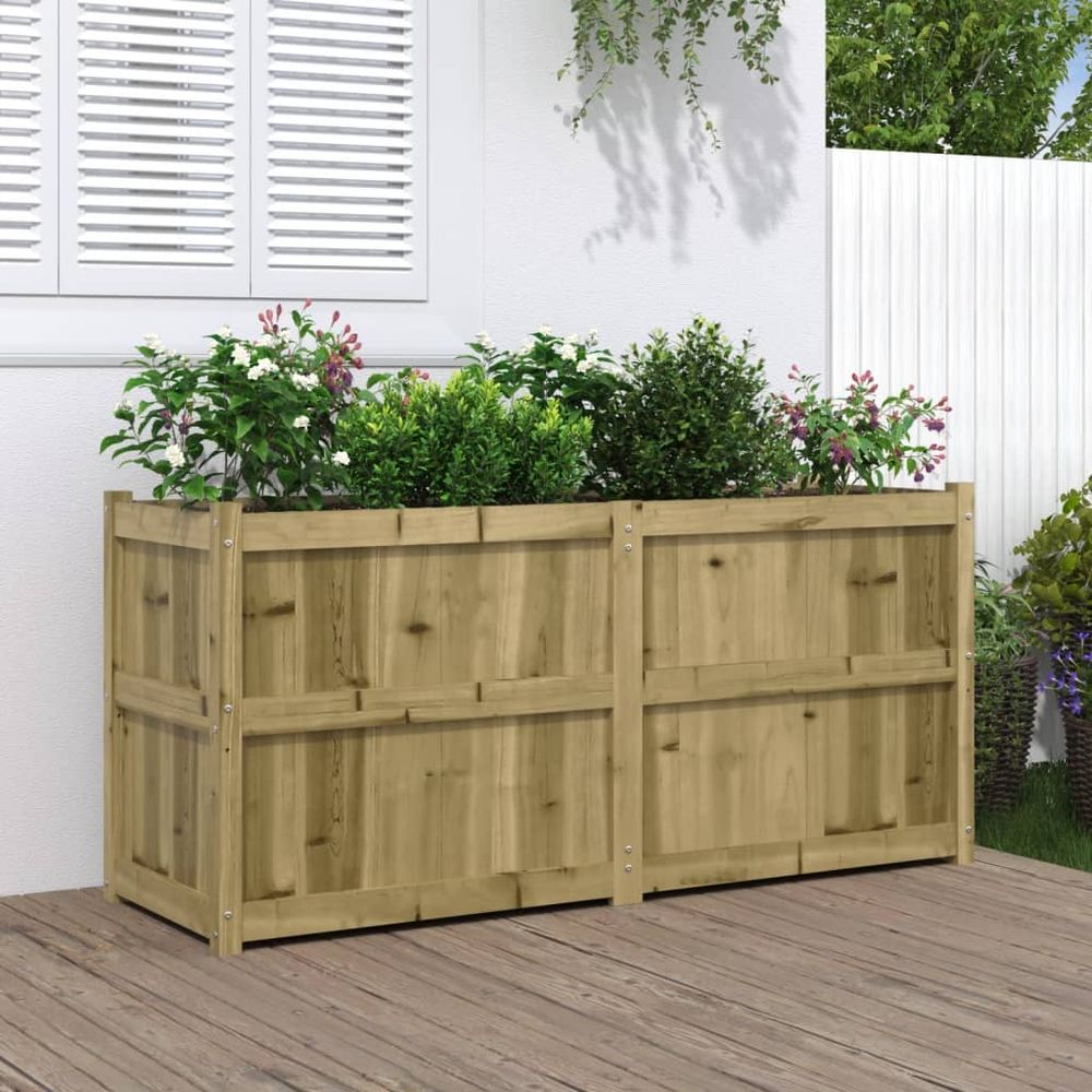Potager surélevé en bois de pin traité autoclave durable 150x50x70 cm