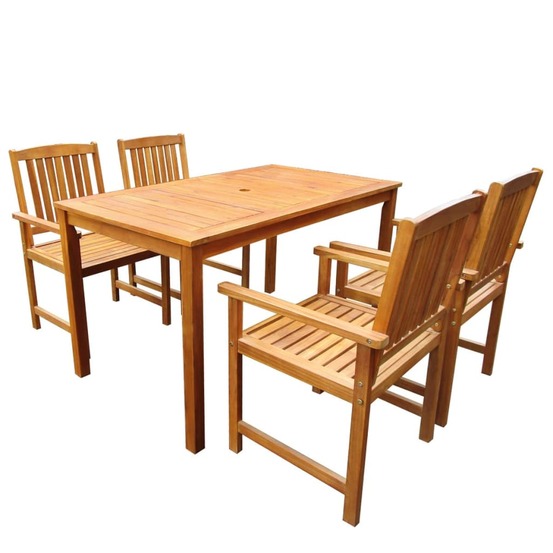Mobilier à dîner d'extérieur 5 pièces bois d'acacia solide