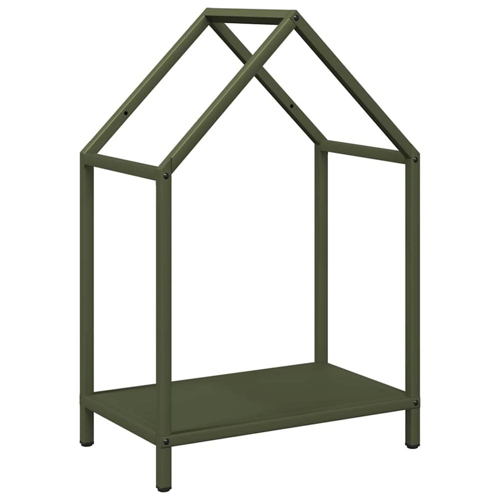 Portant de bois chauffage vert olive 40x25x60 cm