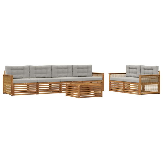 Ensemble de canapés d'extérieur 7 pc naturel et gris clair