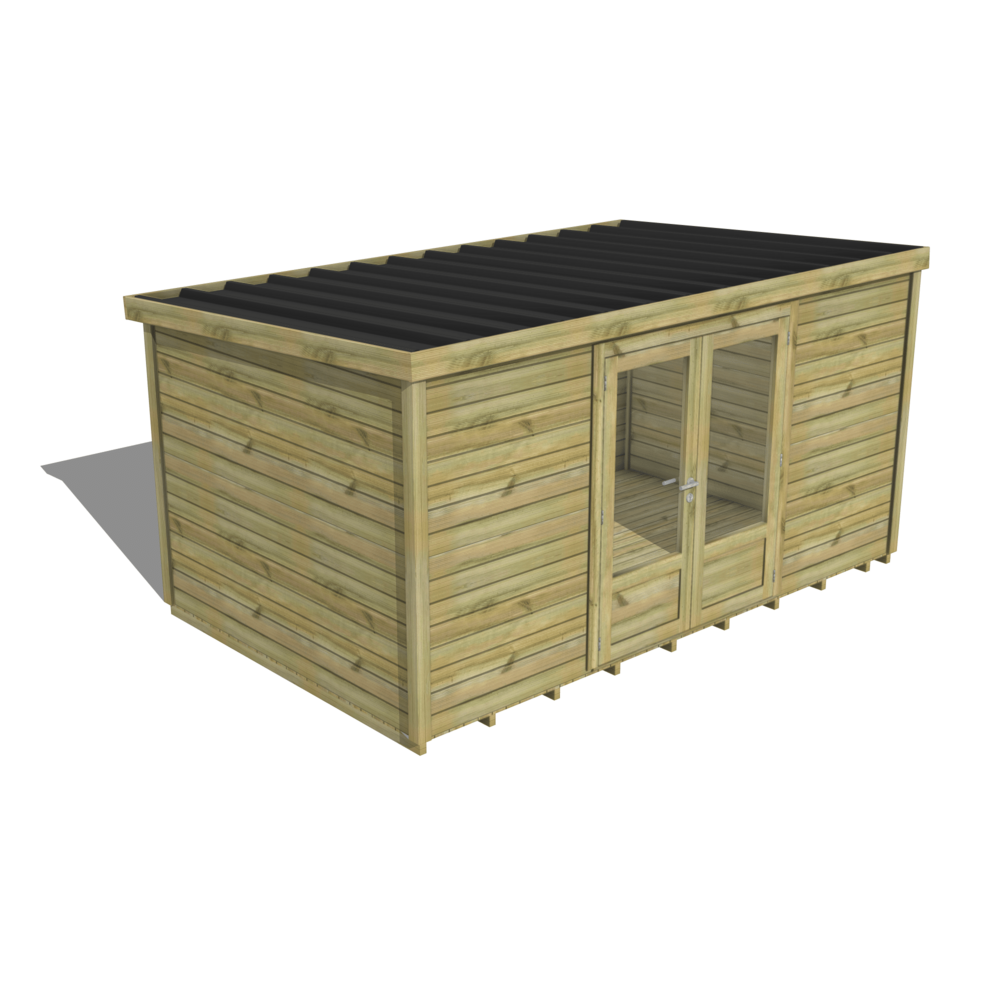 Abri de jardin bois pin traité autoclave 27mm - essentiel - 4,34x2,64m / 11m2 - bac acier - plancher bois