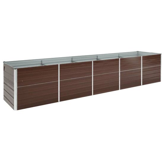 Lit surélevé de jardin acier galvanisé 400x80x77 cm marron