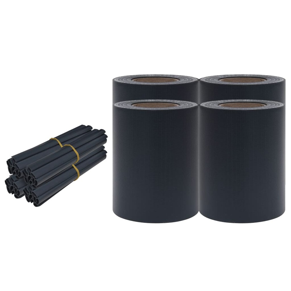 Écrans d'intimité de jardin 4 pcs pvc 35x0,19 m gris foncé mat