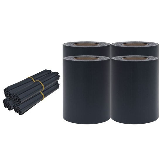 Écrans d'intimité de jardin 4 pcs pvc 35x0,19 m gris foncé mat