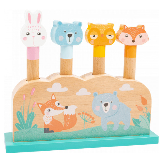 Jouet encastrable en bois avec animaux en couleurs pastel