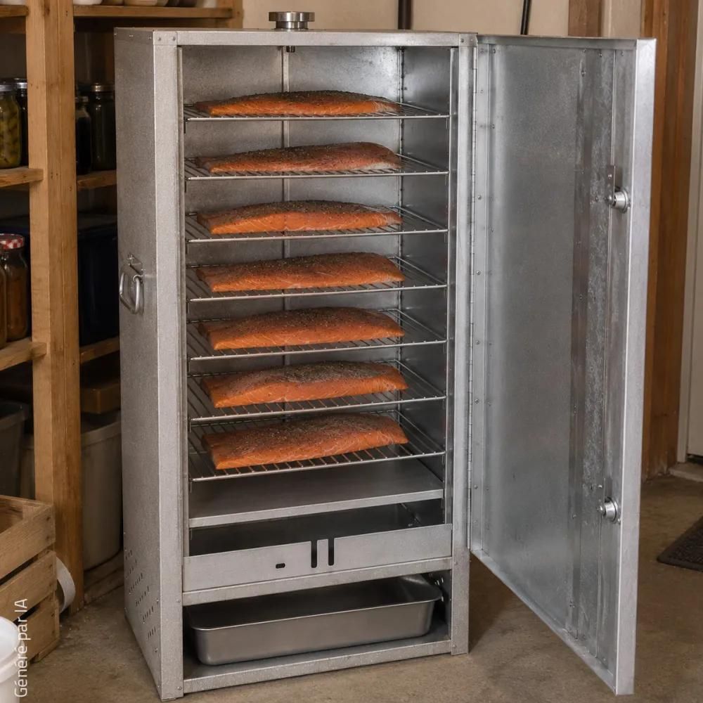 Fumoir peetz 880015 acier aluminisé 100 cm avec porte