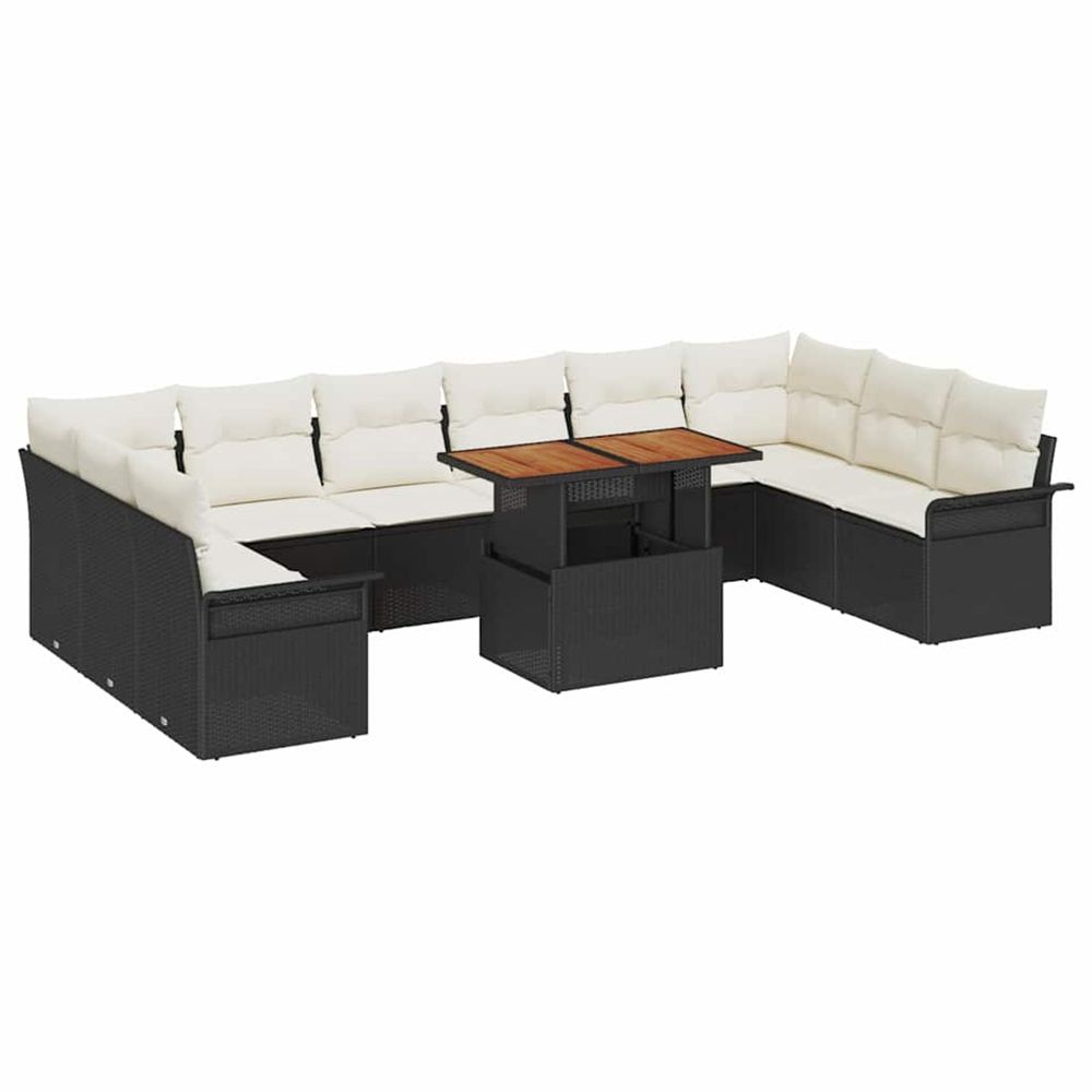 Ensemble de canapé de jardin 9 pc noir poly rotin