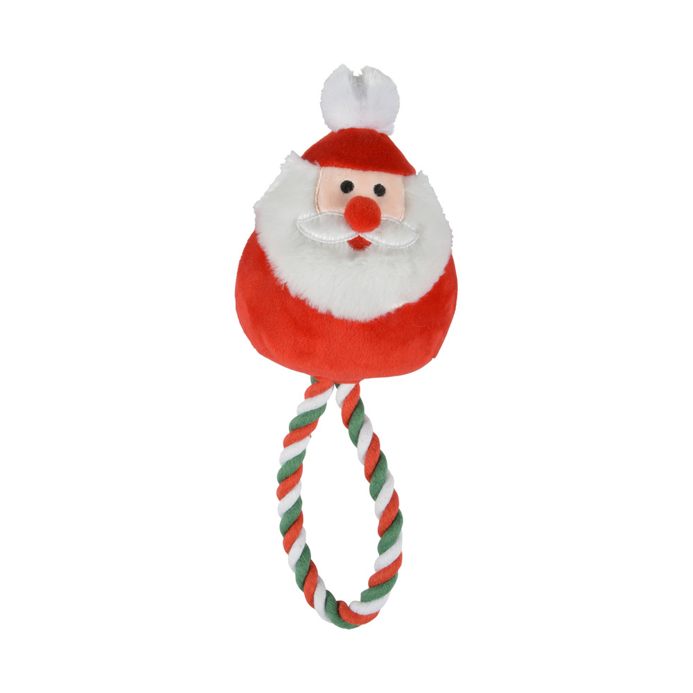 Jouet peluche pere noel et corde pour chien