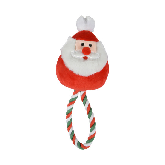 Jouet peluche pere noel et corde pour chien