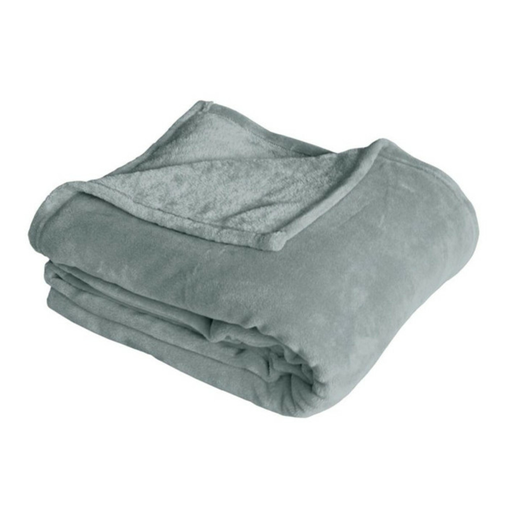 Plaid polaire uni coral fleece 125x150cm gris clair